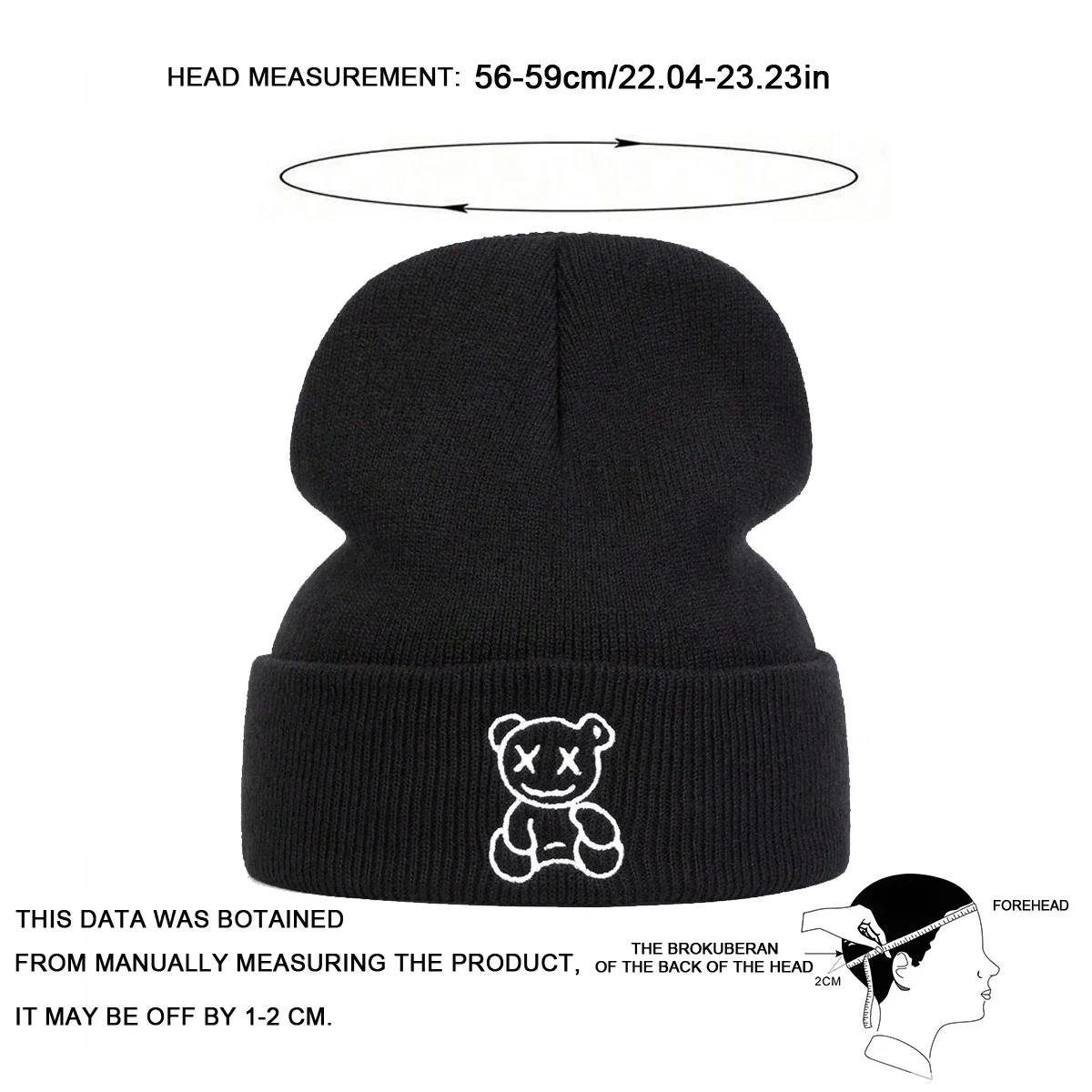 Unisex Little Bear Embroidery Beanies Autumn Winter Warm Knitted Hats Hip Hop Cap Beanie Hat Caps For Women Men