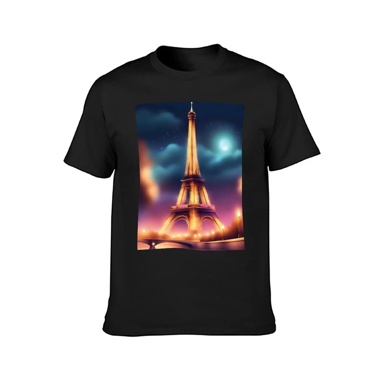 The best picture of the Eiffel Tower on a beautiful night. T-Shirt cute tops vintage black t-shirts for men