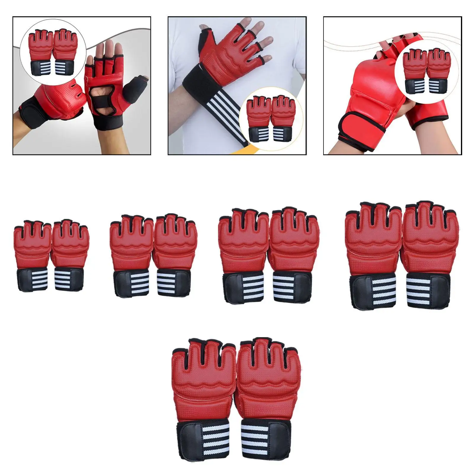 

Боксерские тренировочные перчатки из искусственного хлопка, защитные перчатки для спарринга, полые вентиляционные красные для взрослых, боксерское снаряжение унисекс