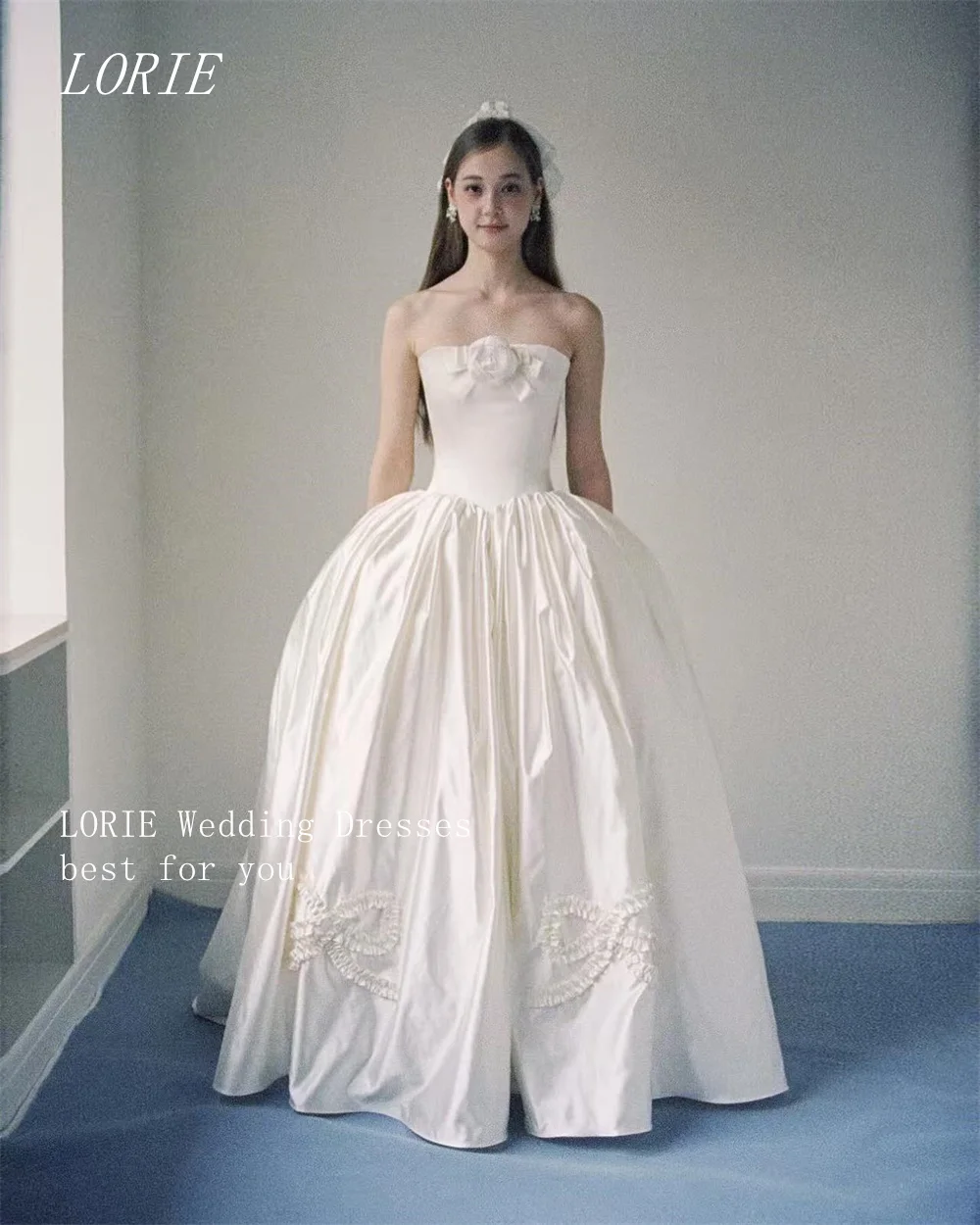 LORIE Luxury 3D A Line Wedding Dress Bow Strapless Bridal Dresses Elegant Flowers Wedding Gown Customized 2026