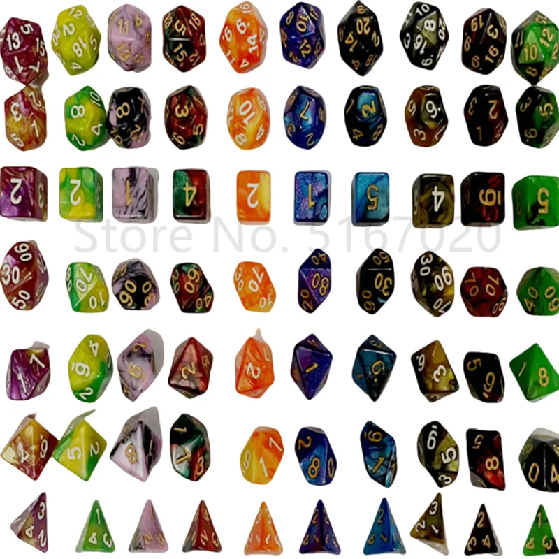 7PCS 1 Set 10Colors Galaxy Style DND Dice Set Multifaceted Dice Are Used For TRPG Dragon Dungeon Board Game