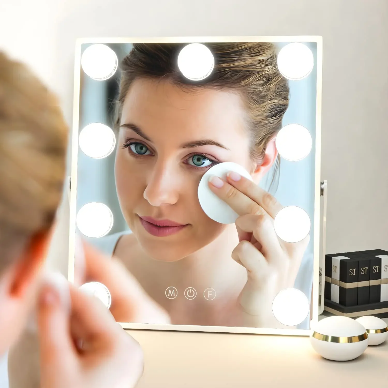 9 LED Bulbs  Vanity Mirror with Lights,  Makeup Mirror, Small Vanity Lighted Mirror with 3 Color Lighting Modes, Smart Touch Con