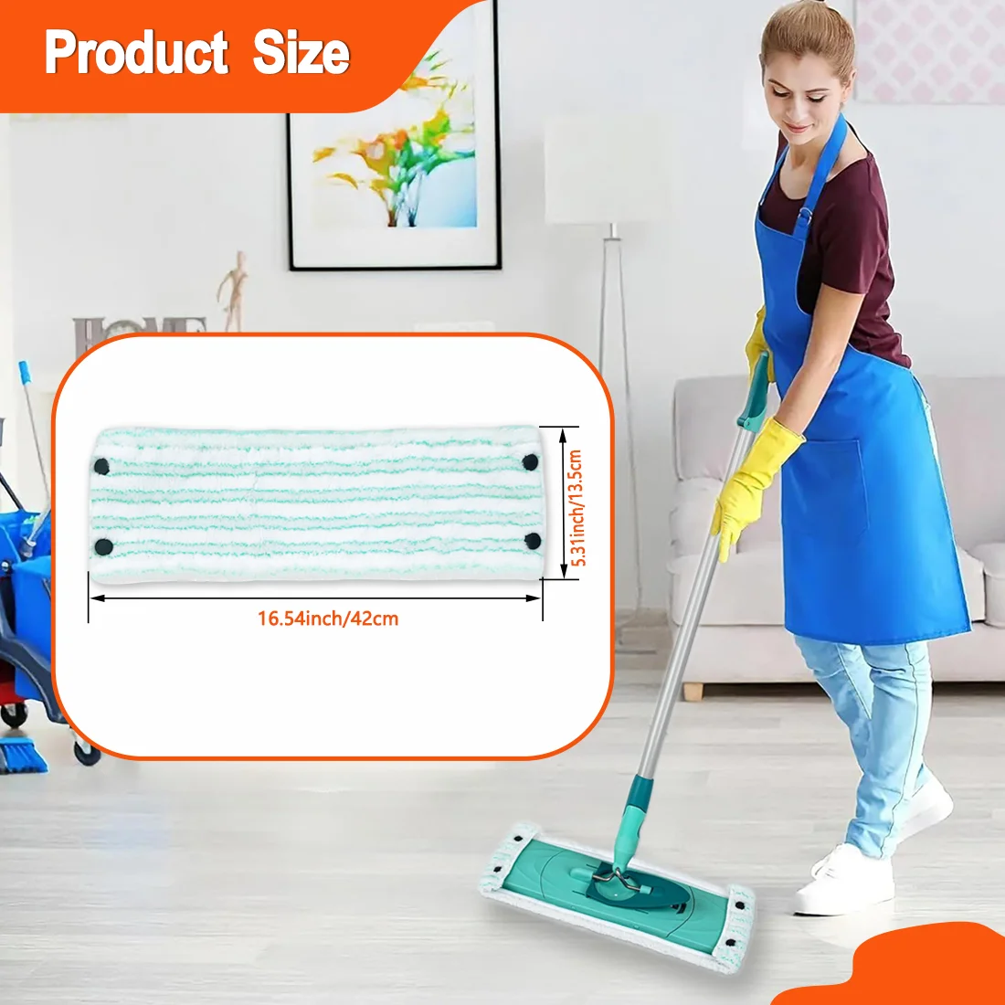 4 pcs/6 pcs White Green Stripe Mop Refill Pads Compatible for Leifheit M Mop Washable Wet‑Dry Home Commercial Holiday Cleaning view 5
