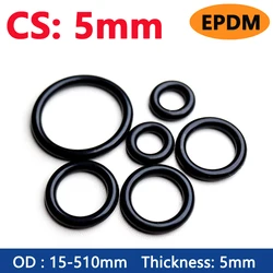 Thickness CS 5mm EPDM Rubber O Ring ID 5-500mm OD 15-510mm Acid Alkali Water and Friction Resistance O-Ring Seal Gasket