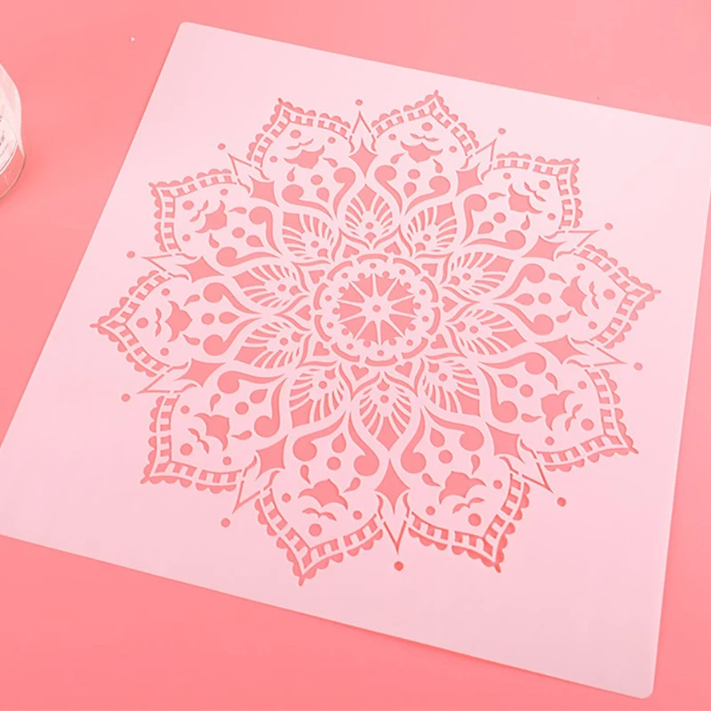 Imagem -02 - Mandala Mold For Painting Stencils Stamped Paper Card Template Faça Você Mesmo Craft 30cm