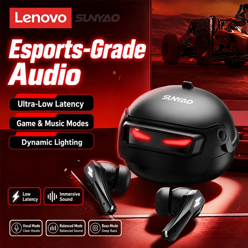 Choice Lenovo GT101 Gaming Headset Wireless Bluetooth 6.0 Game Mode Earphones Low Latency Noise Reduction Esports Headphones New