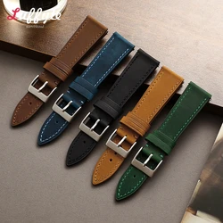 Quick Release Crazy Horse Leather Band 18mm 19mm 20mm 21mm 22mm Soft Watch Bracelet Strap Loop Stainless Steel Silver Buckle