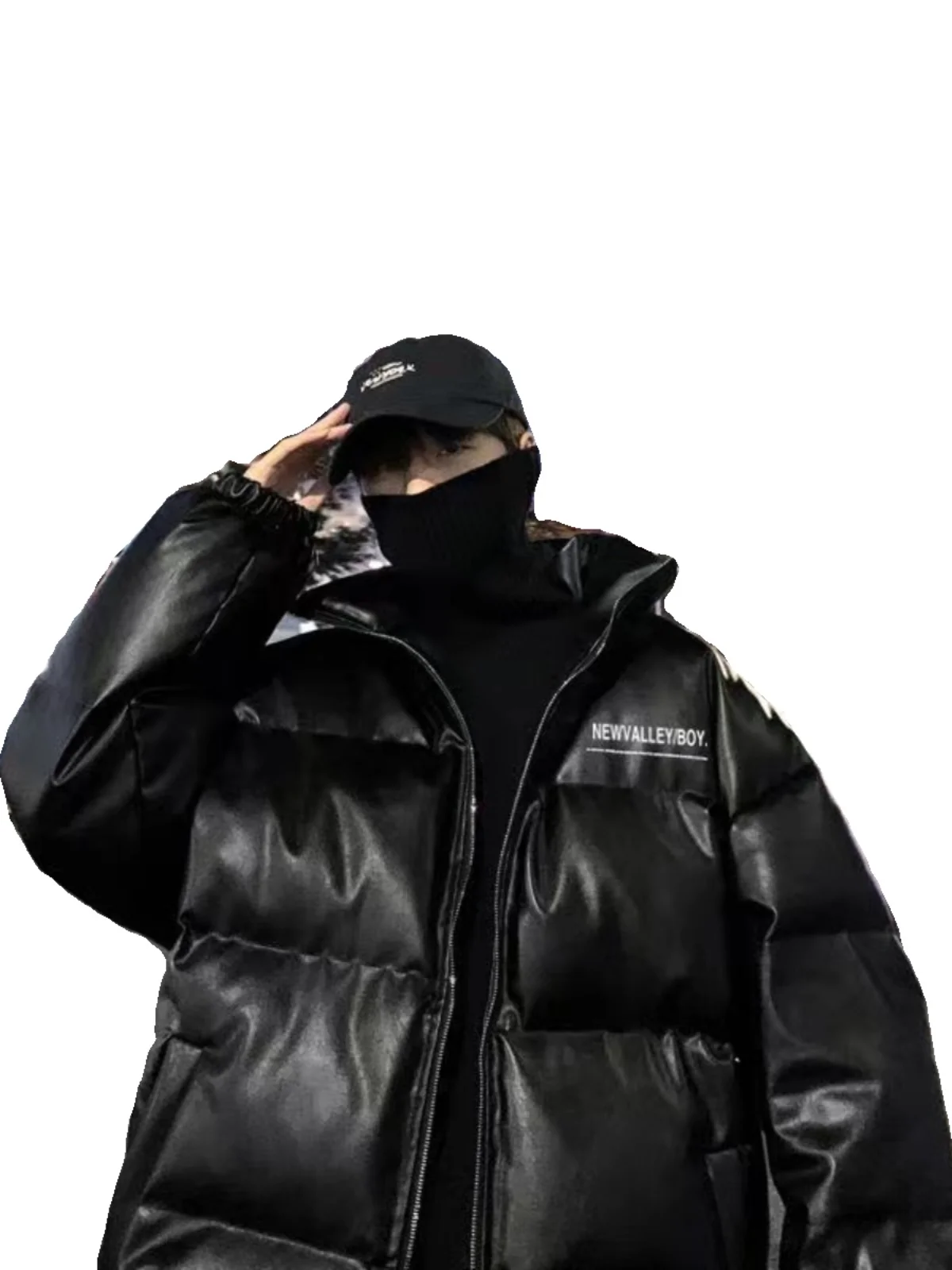 الرجال الشتاء بولي Leather الجلود الأبيض بطة أسفل سترة منفوخة الكورية فضفاض الوقوف طوق سميكة الدافئة العصرية الشباب Ins نمط أسفل معطف JK-214