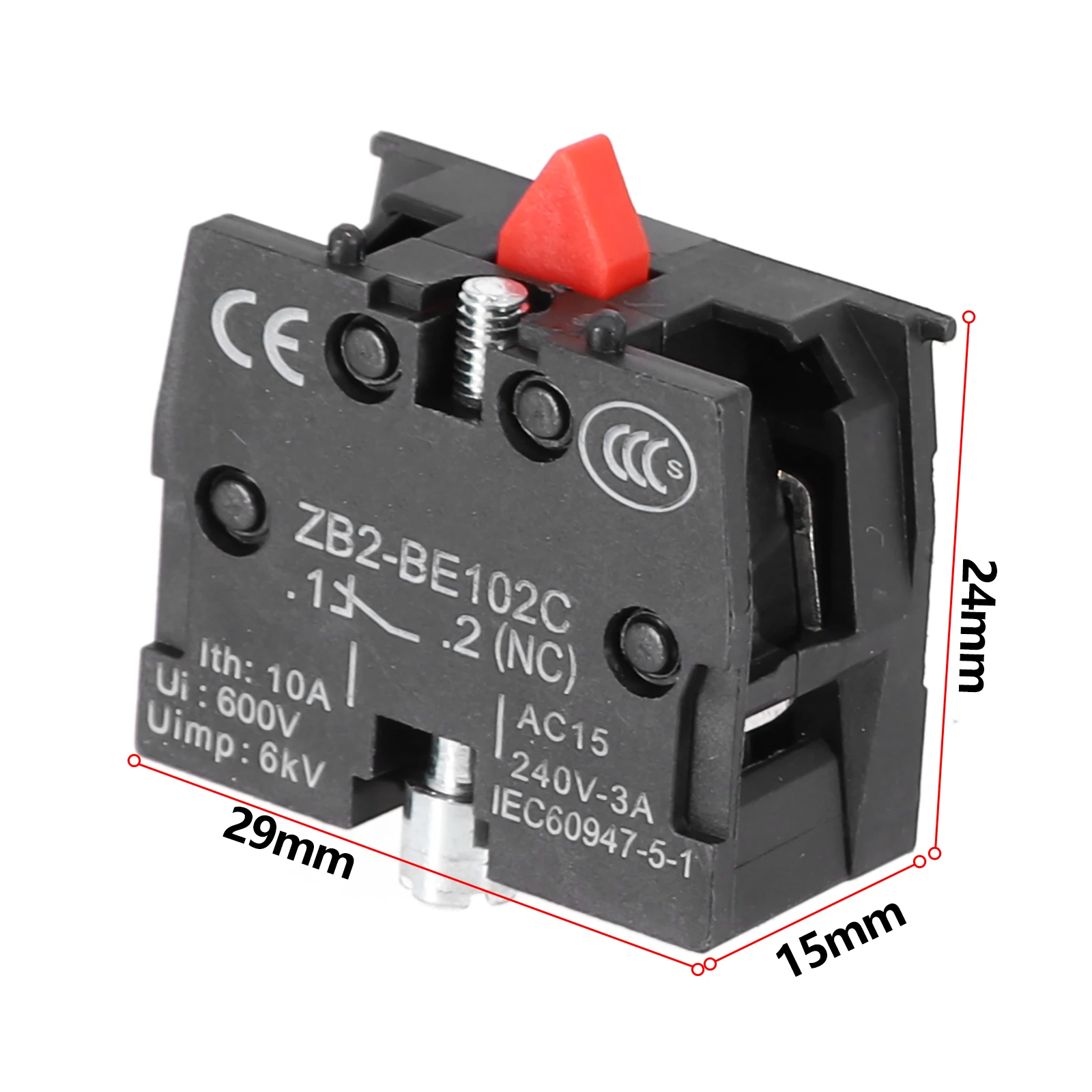 Industrial 10A 600V Push Button Joystick Switch ZB2BE101CBE102C with Normally Open Normally Closed Contacts for Control Panels
