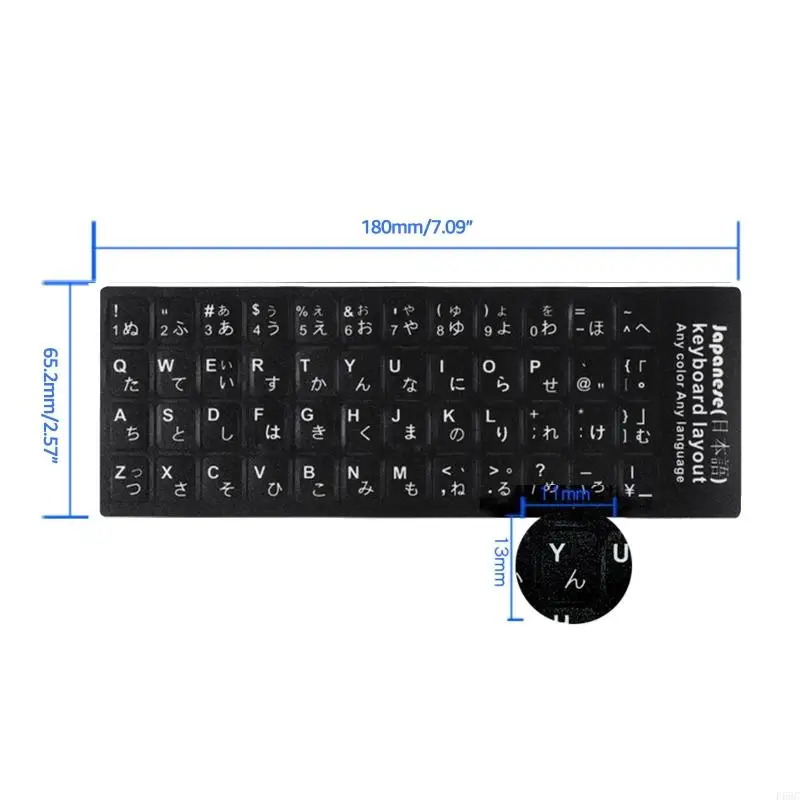 F68C Keyboard Sticker Japanese English Letters Stickers for Computer Keypad Black White Characters on White Black Background