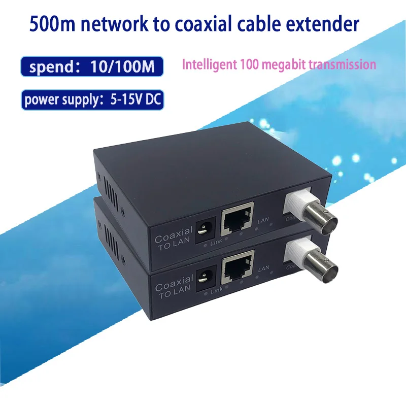 1 paar 10/100M ip Coaxia Übertragung BNC auf rj45 Port IP Extender CCTV HD IP Video Extender EOC Ethernet Coaxia Extender 500m