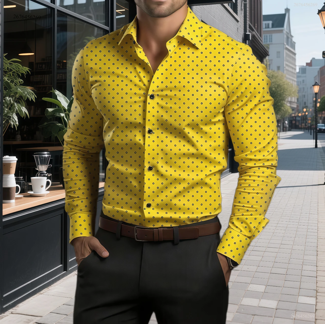Men's shirt casual fashion polka dot business shirt daily summer vacation long sleeve shirt oversized design fast delivery