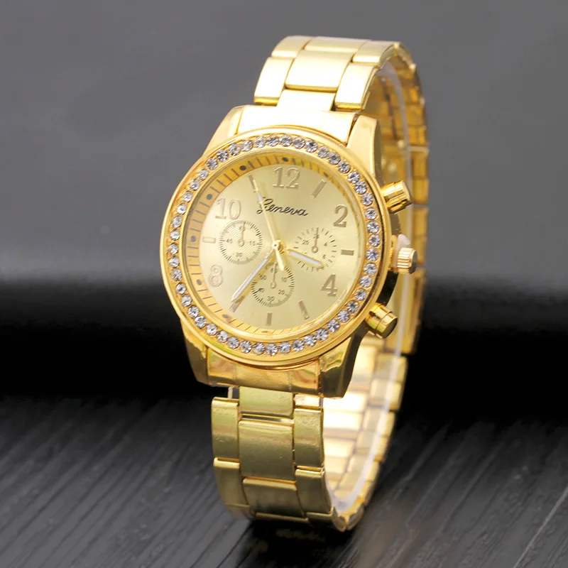 fashion rhinestone stainless steel quartz women watch