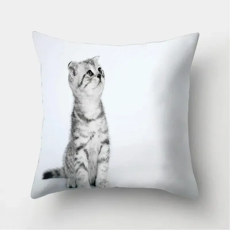 Cute Cat Print Decorative Cushions Pillowcase Polyester Cushion Cover Throw Pillow Sofa Living Room Decoration Pillowcover