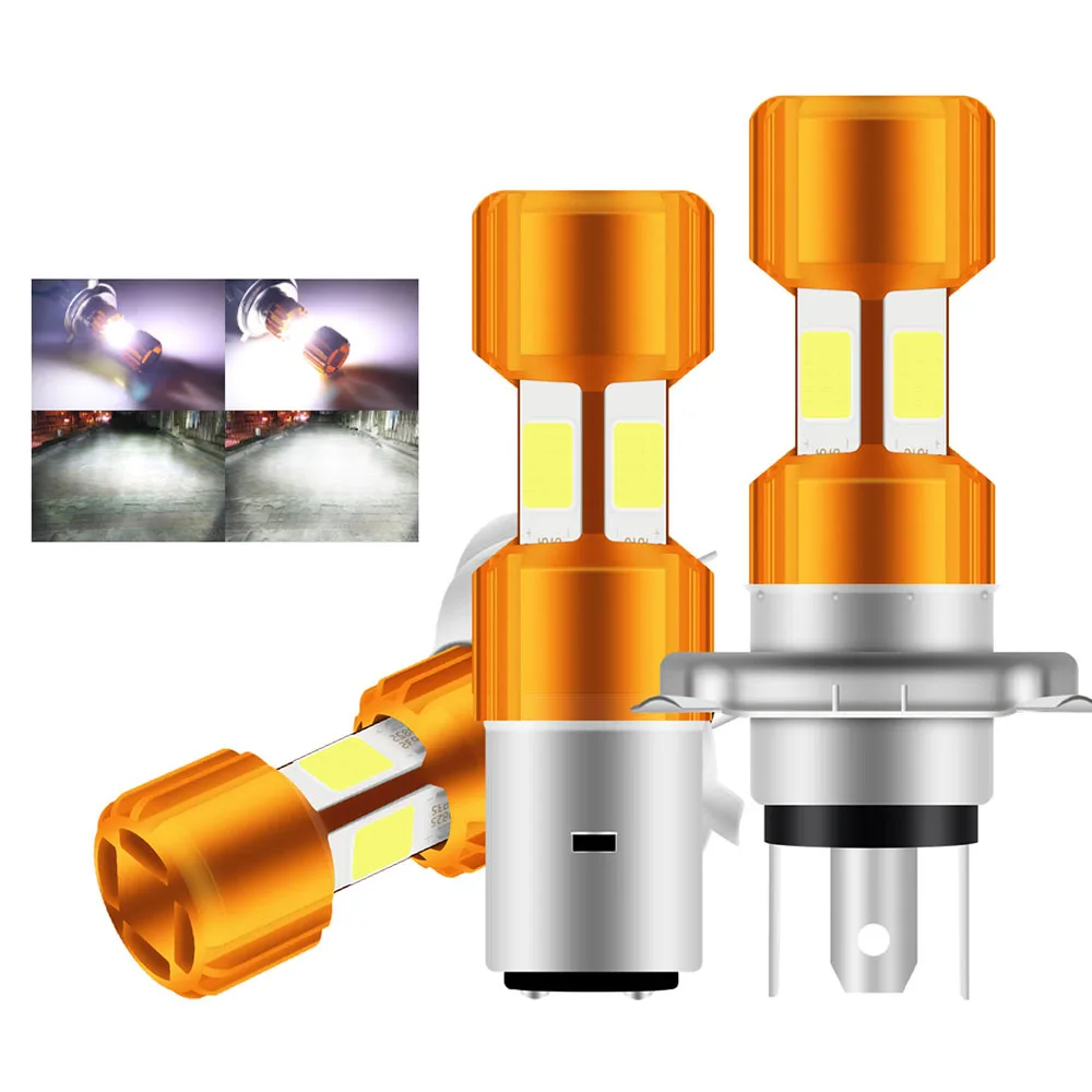 1pcs h4 led moto headlight BA20D h6 led motorcycle Headlamps Signal light Led locomotive spotlights High Low beams COB white 12v