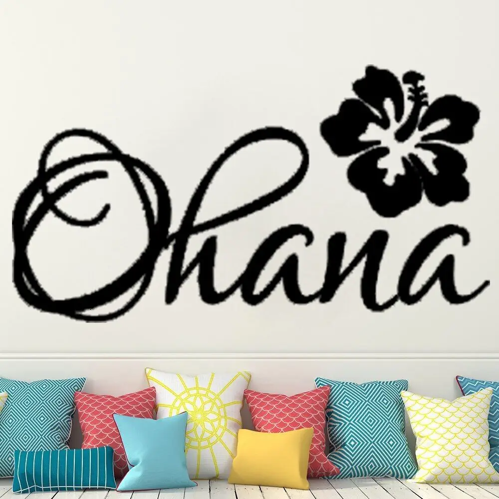 Ohana Vinyl Wall Sticker for Kids Rooms Decoration Beach Decals Family Wall Decal Hawaiian Bedroom Home Decor Sticker HY814