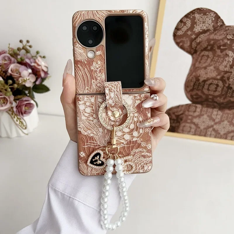 Bracelet Wrist Strap Phone Case for OPPO Find N3 N2 Flip N3flip N2flip Findn3flip Ring Retro PU Leather Protective Cover