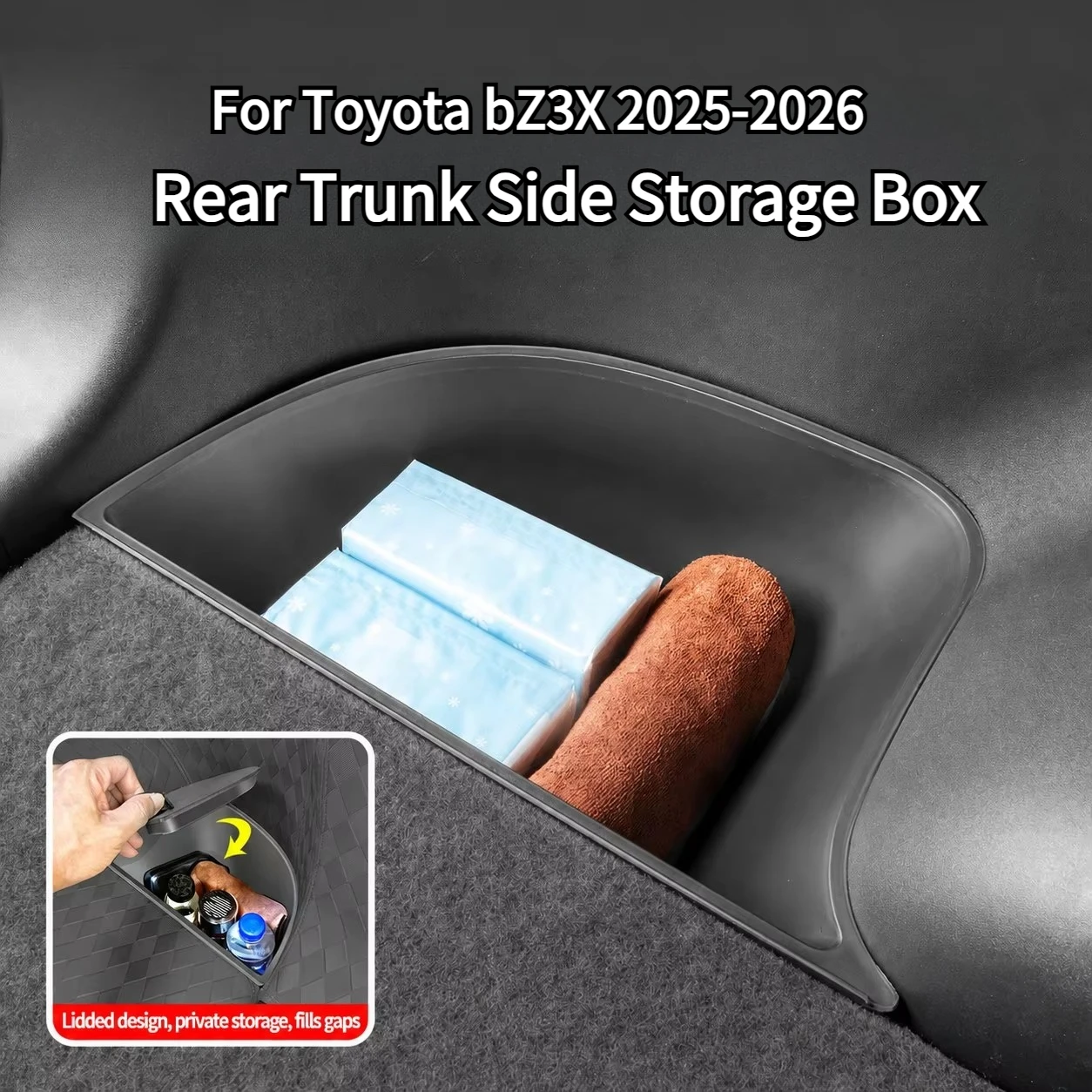 Rear Trunk Side Storage Box Water-Resistant Trunk Oragnizer For Toyota bZ3X 2025-2026 Interior Tidying Accessories