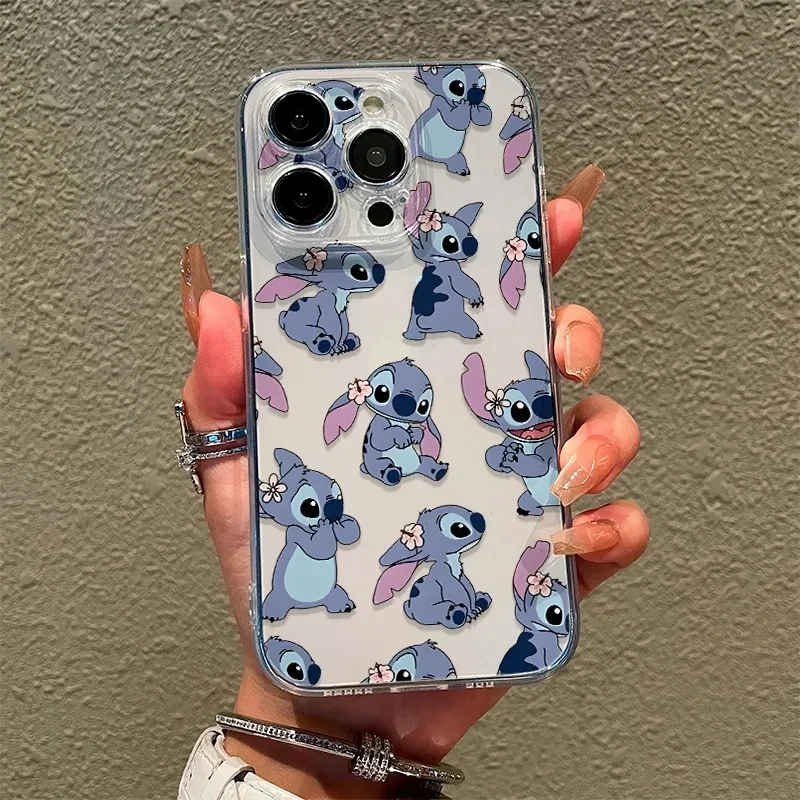 Stitch Full Screen Shy Cute Phone Case For iPhone 16 15 14 12 13 11 Pro Max XR XS MAX 7 8 Plus Y2K Kawaii Cartoon Lovely Cover