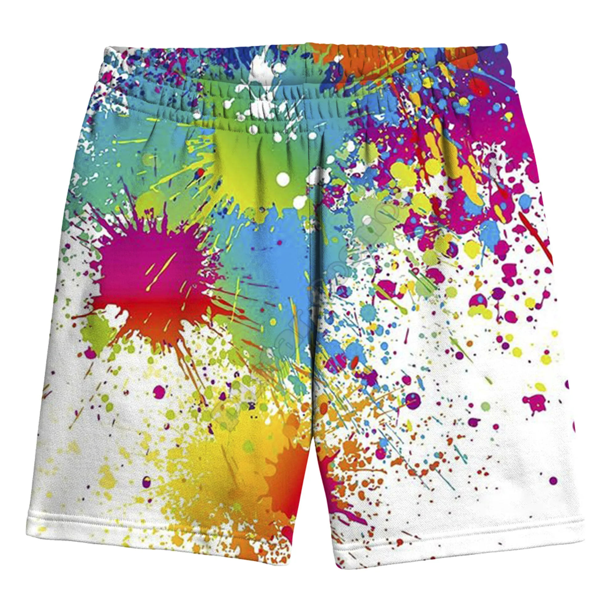 Tie-dyed Ink Splashing 3D All Over Printed Summer Men Shorts For Women Bikini Couple Matching Beach Shorts