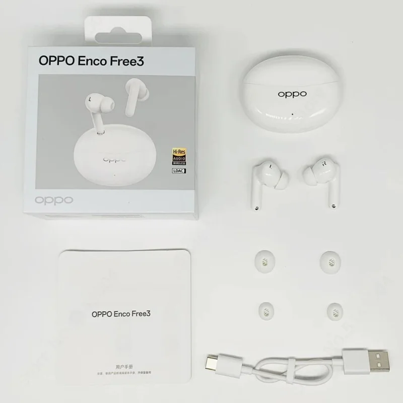 Oppo Enco Free3 True Wireless Earphones, Bluetooth 5.3, Active Noise Cancellation, 49dB, Waterproof and Sweatproof