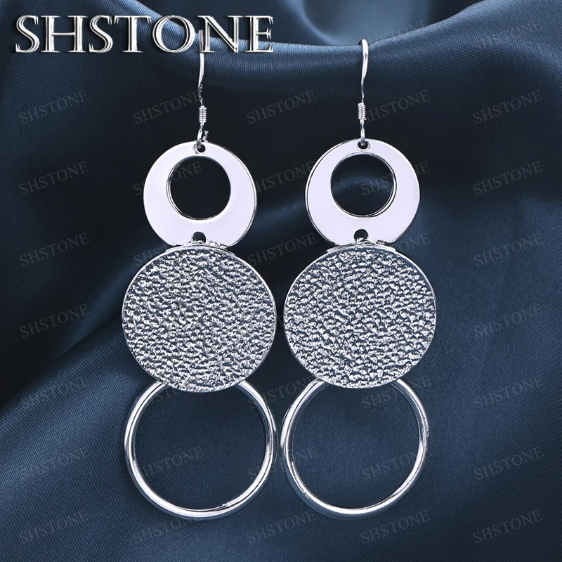 

Women Temperament 925 Sterling Silver Circle Drop Earrings Vintage Exquisite Jewelry Engagement Wedding Party Gifts Accessories