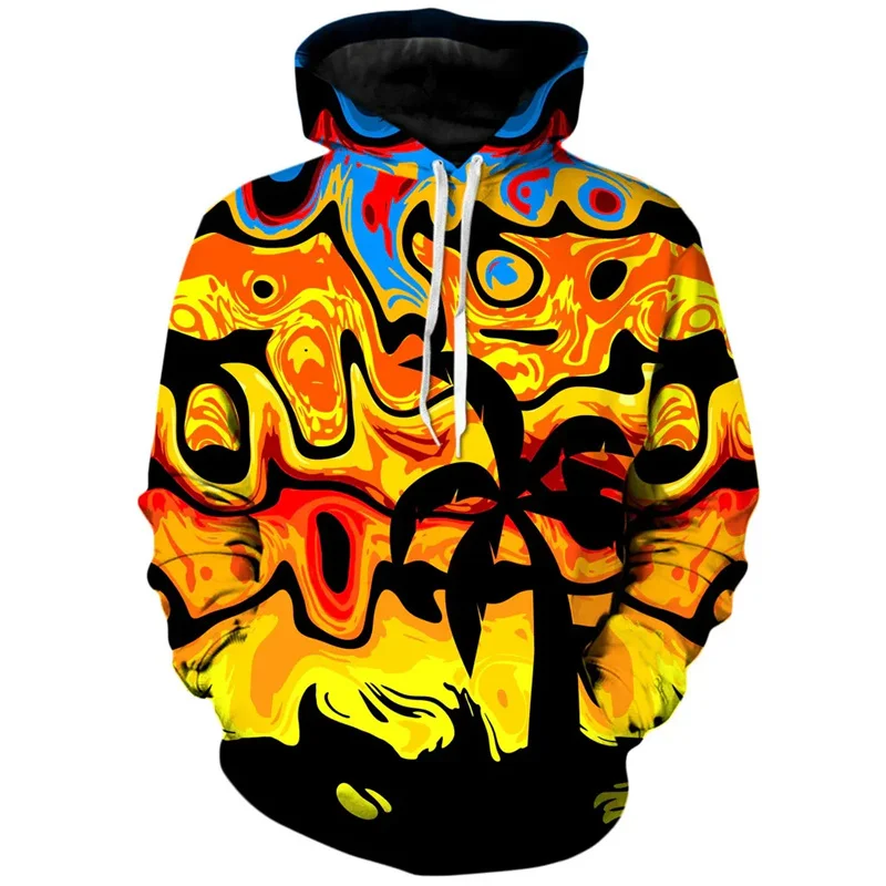 Colorful Sun Pattern Hoodies For Men Funny Sunset 3D Printed Sweatshirts Casual Pullover Long Sleeve Hooded Loose Tracksuits