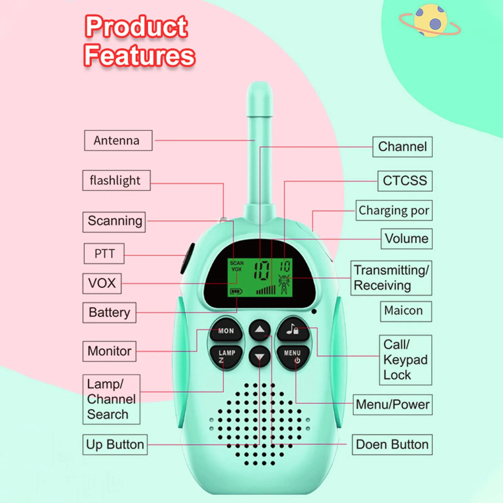 2 Chiếc 3-5Km Phạm Vi 2 Chiều Tầm Xa Bộ Đàm Đài Phát Thanh Interphone Đồ Chơi Dành Cho Trẻ Em Kids Ngoài Trời đi Cắm Trại Quà Tặng