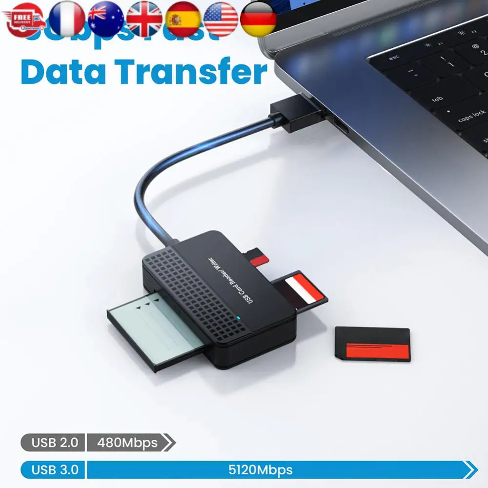 

Memory Smart Card Reader 20cm Cable USB 3.0 Type C USB Card Reader 4 in 1 Flash Card Adapter SD TF CF MS