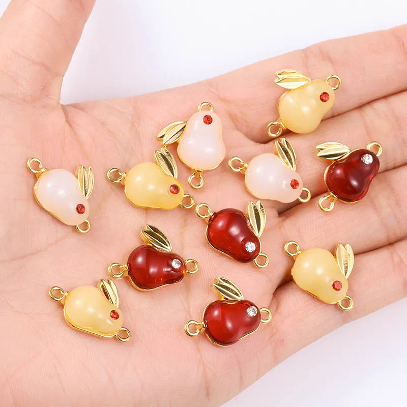 20Pcs/Lot Carnelian Gemstone Rabbit Pendant Accessory Diy Necklace Bracelet Kc Gold Connector For Jewellery Making Animal Charms