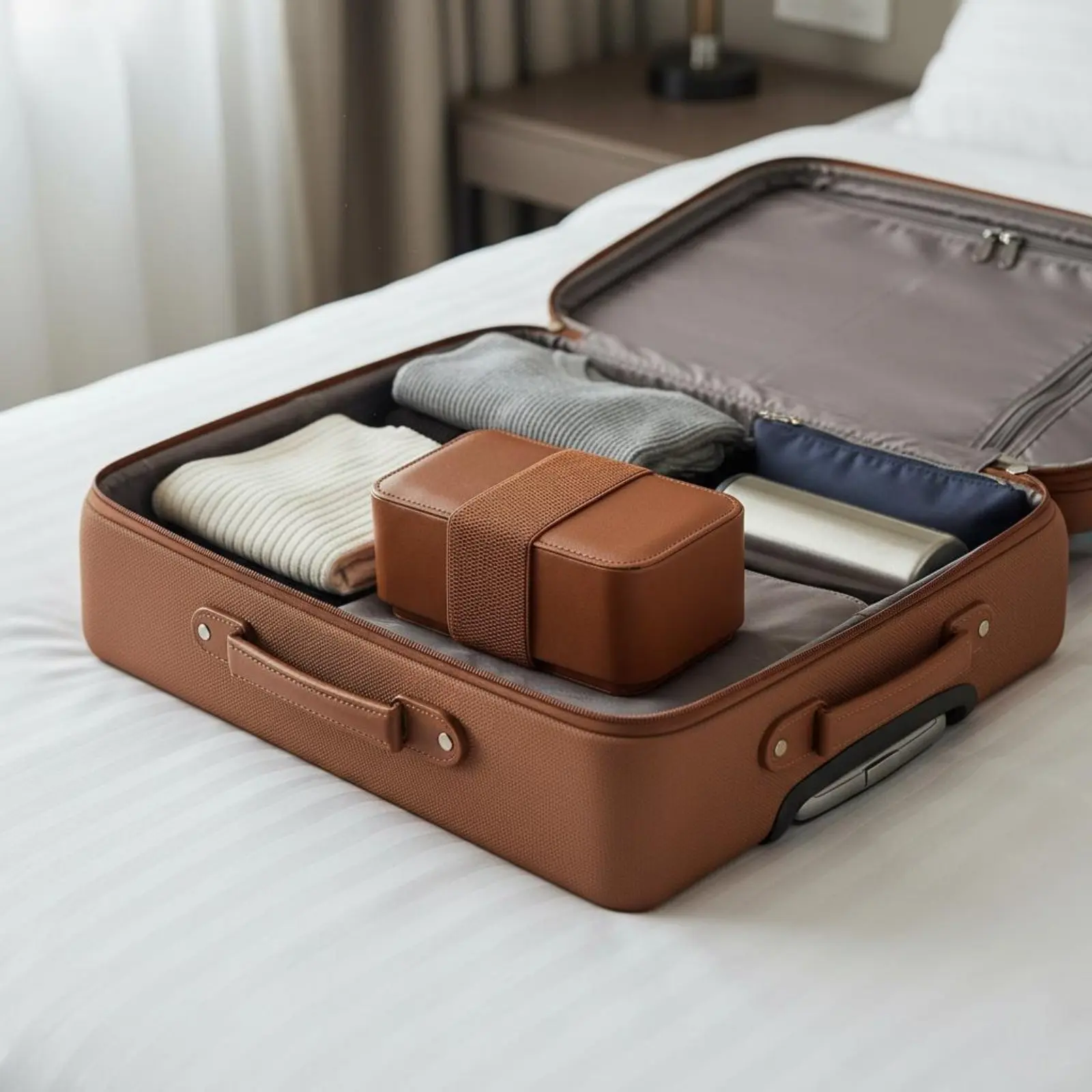 Leather Brew Set Outing Case Large Capacity Outing Brew Set Storage Box Pressure Resistant Handmade for Travelers, Outdoor