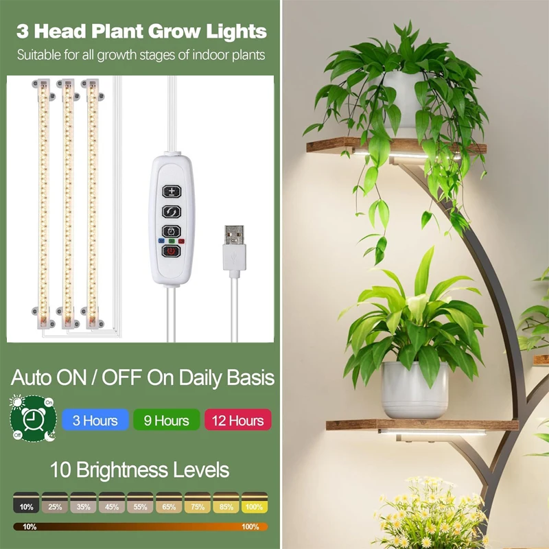 LED Full Spectrum Plant Growth Light 5V USB Timing Intelligent Dimming Sunlight Full Spectrum Flower Stand Plant Light Strip