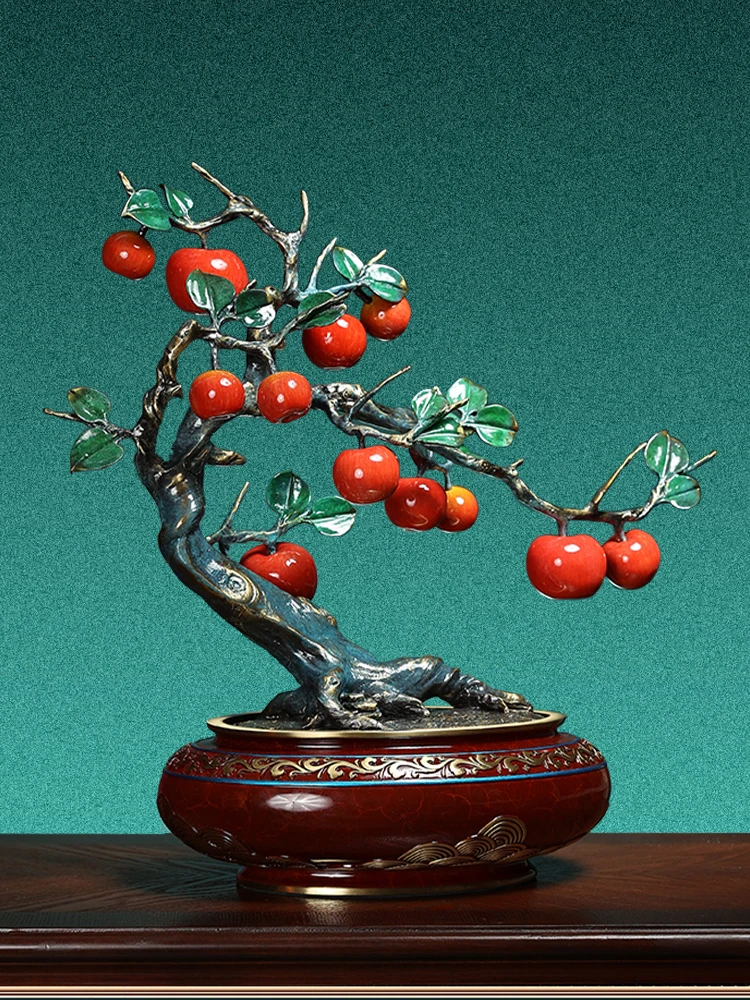 Pure copper apple tree office, peace and joy, wealth tree decorations, moving to a new home