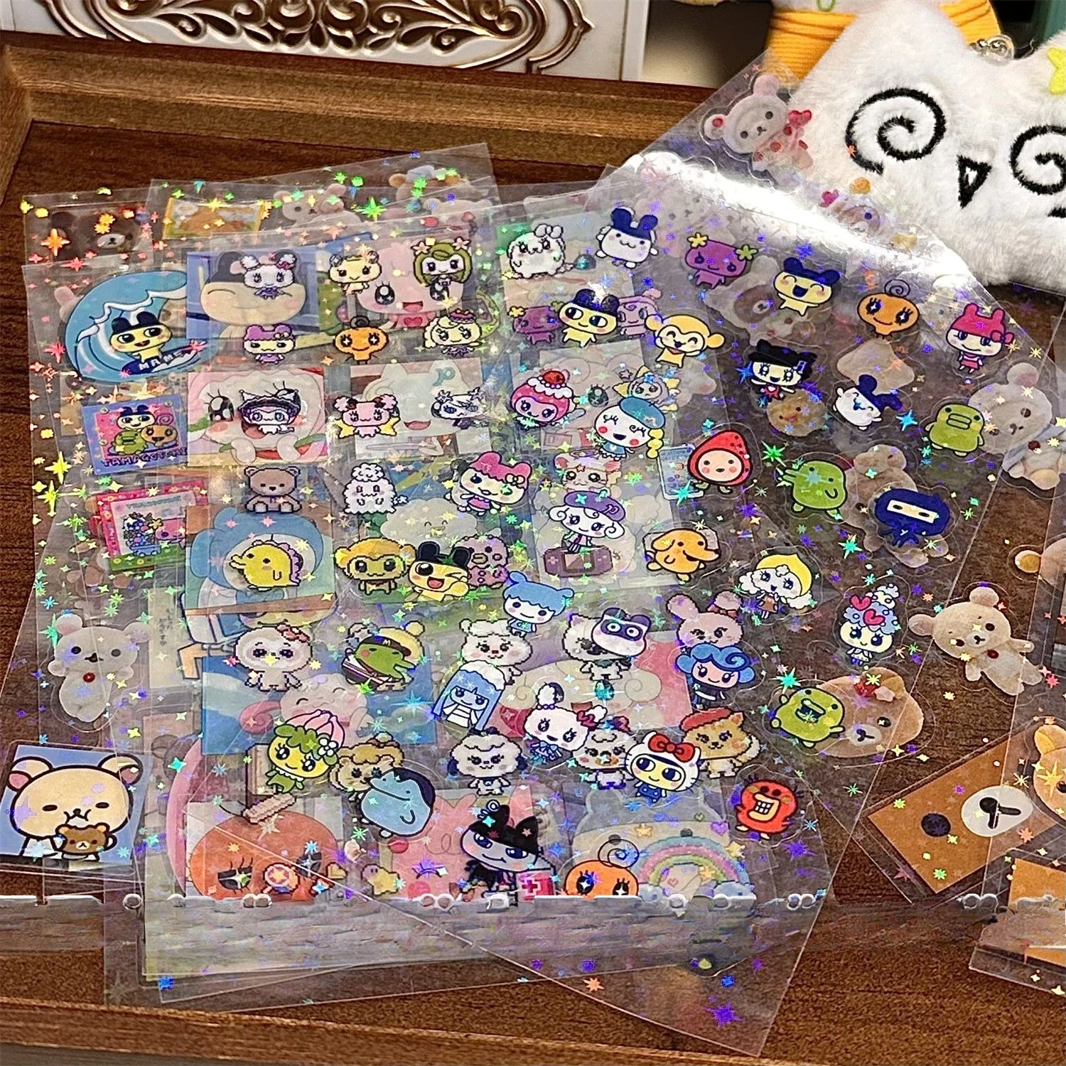 

Tuoma Gezi Easy Bear Two Double Transparent Cut Film Stickers Collage Material Stickers Universal High Beauty