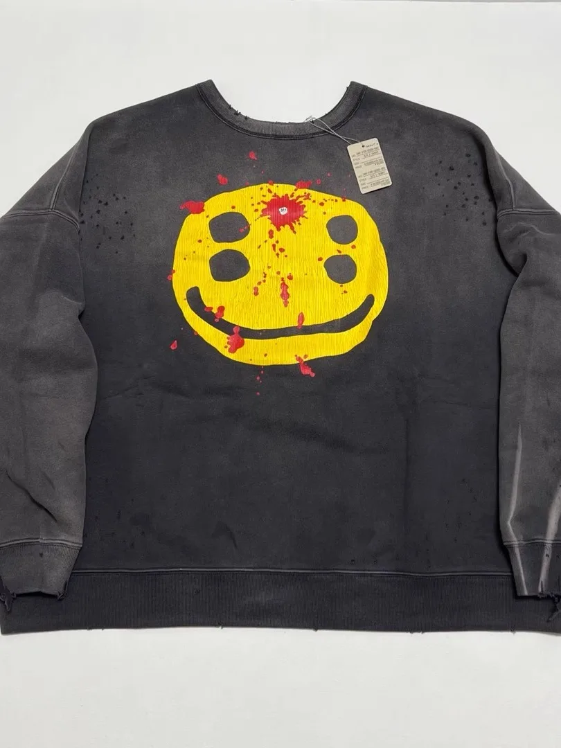 

Ретро-свитшот с длинным рукавом и круглым вырезом CPFM Joint New Smile Print, свободный крой, молодежный стиль, для весны, осени и зимы