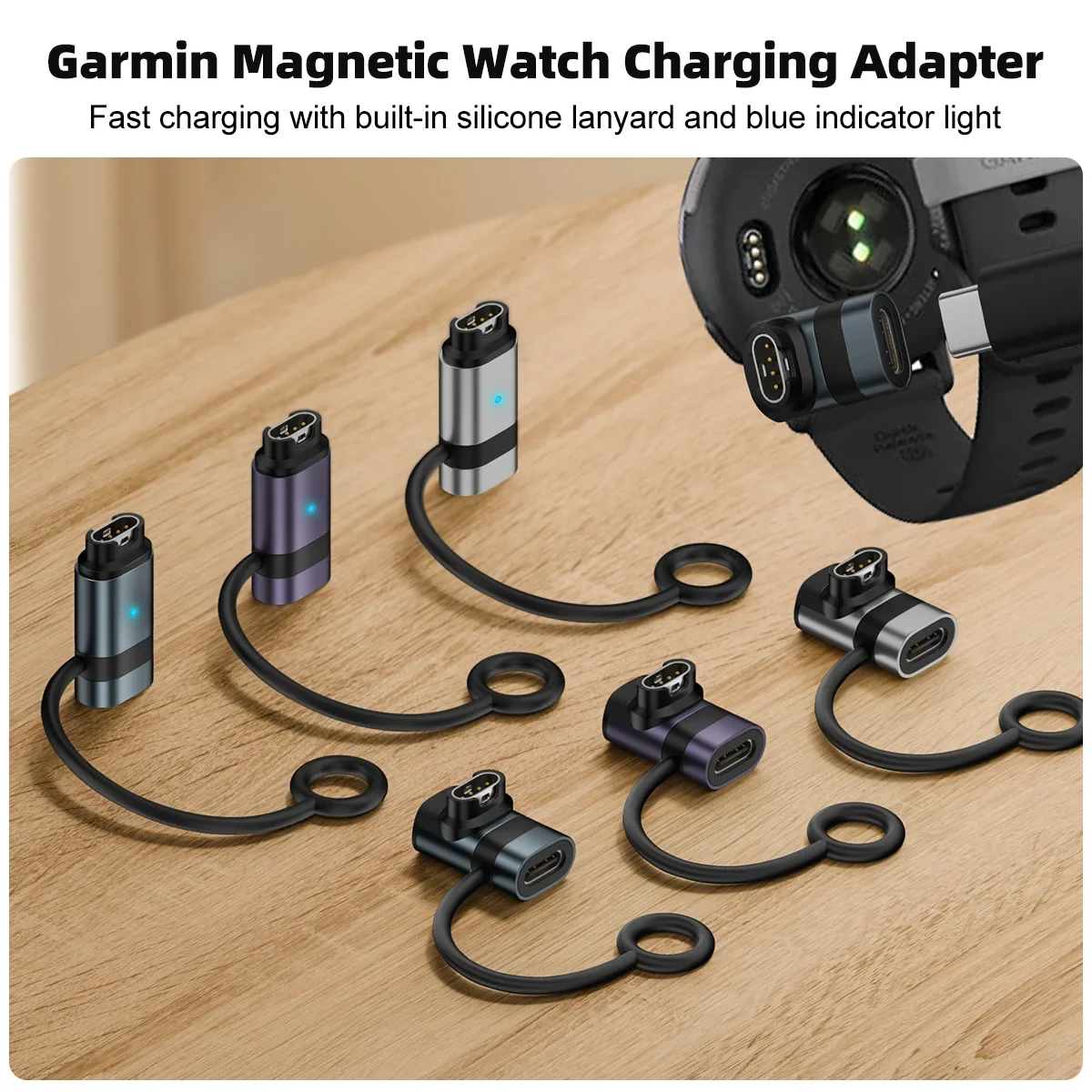 Watch Charger Adapters Type C Female to Male Charging Connector Compatible with Garmin Fenix 7/7S/7X/6/6X/6S and More