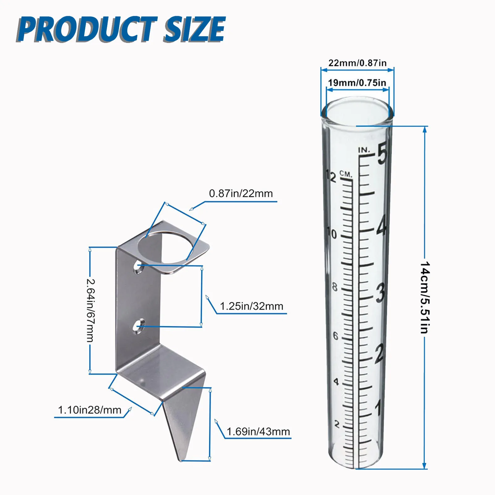 Outdoor Garden Rain Gauge Durable Stainless Steel Rack Rain Gauge for Garden Farm Rain Measuring