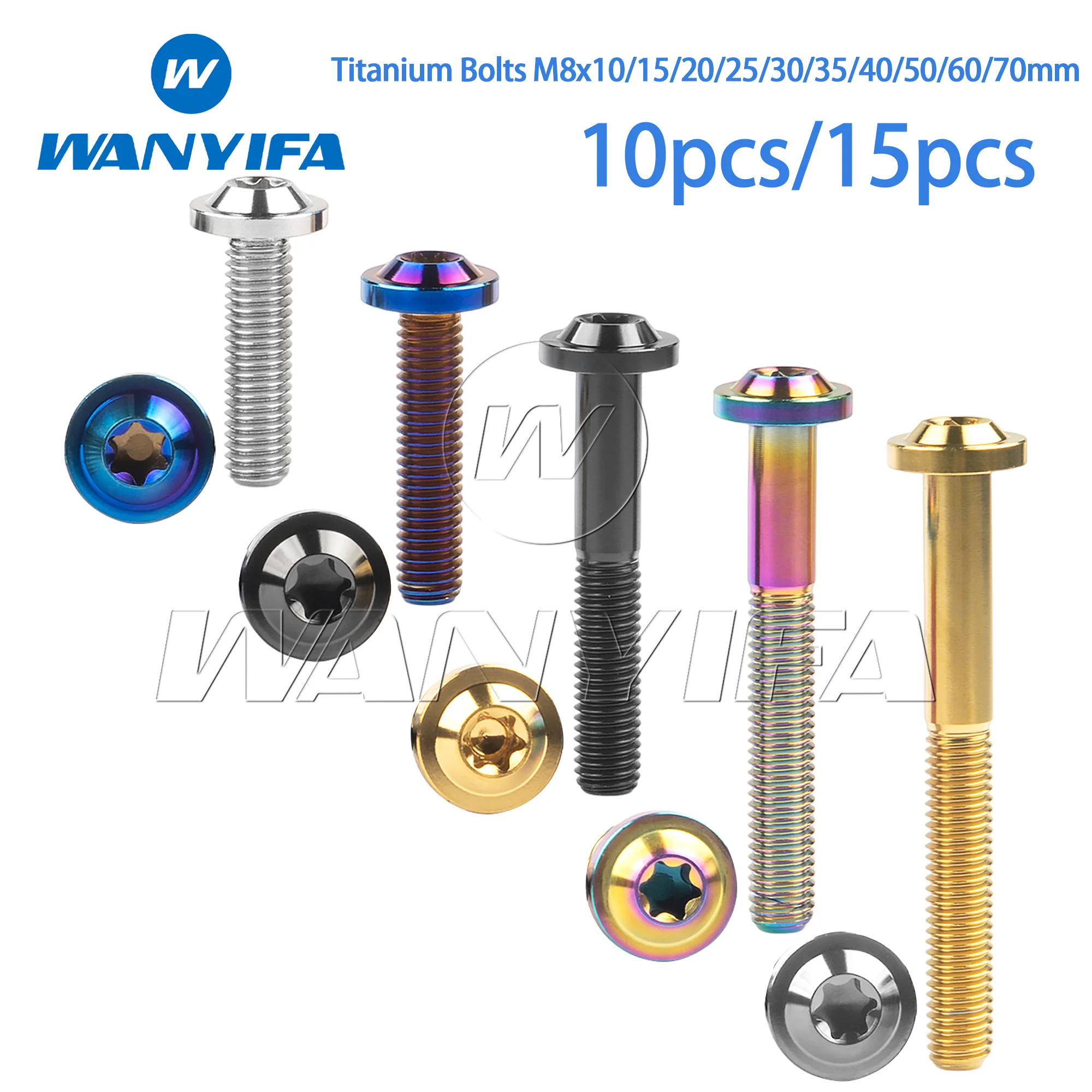 

Титановый болт Wanyifa M8x10/15/20/25/30/35/40/50/60/70 мм T40 с цветочной головкой для болта дискового тормоза мотоцикла 10/15 шт.