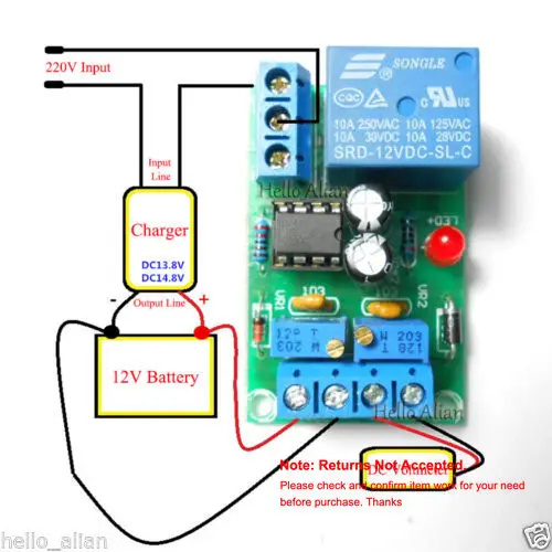 12V Automatic Battery Charging Controller Power Supply Module Protection Relay Control Board Full-charged Automatic Disconnect