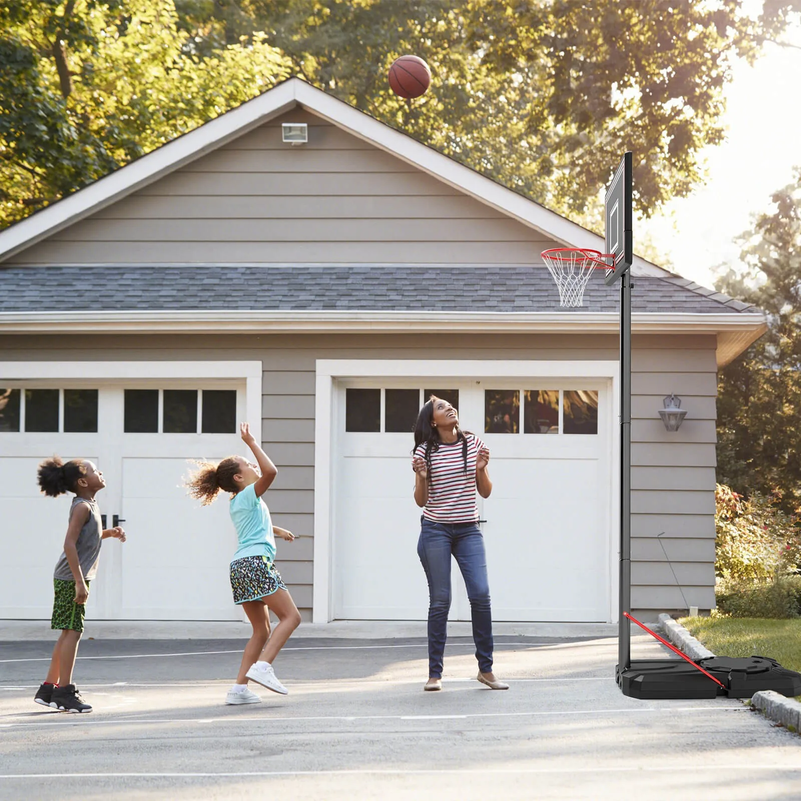 

7.5-10 FT Portable Basketball Hoop w/ 44" Shatterproof Backboard Outdoor Indoor