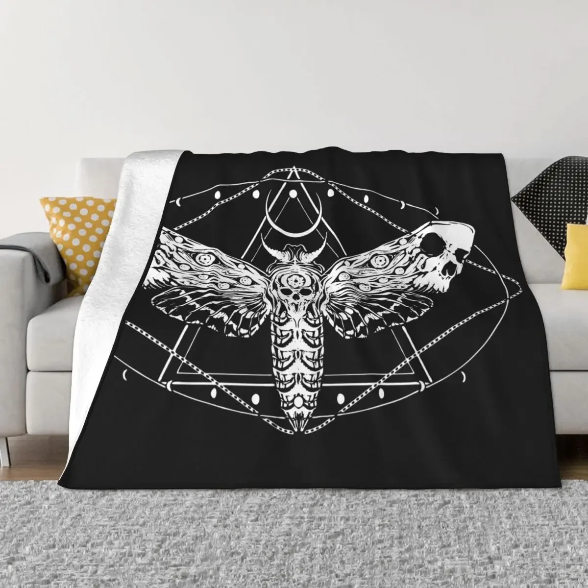 Surreal Death Moth Blanket Velvet Silence of the Lambs Gothic Goth Portable Super Throw Blankets for Sofa Couch Plush Thin Quilt