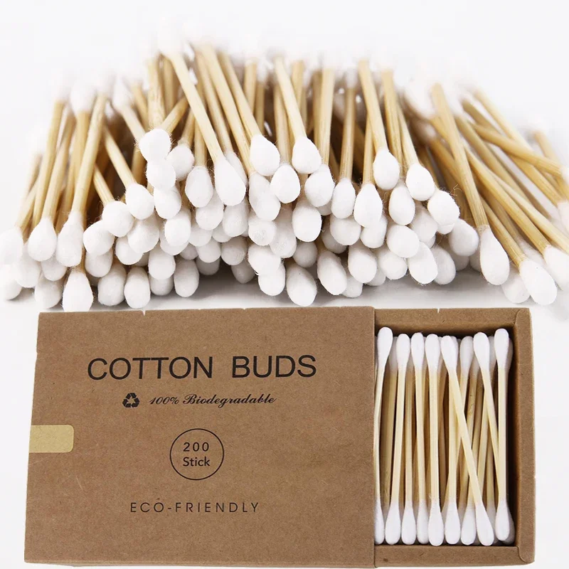 100/200 Pcs Double Head Cotton Swab Disposable Ear Nose Clean Lips Eyeliner Eyelash Extension Glue Removing Tool Beauty Makeup