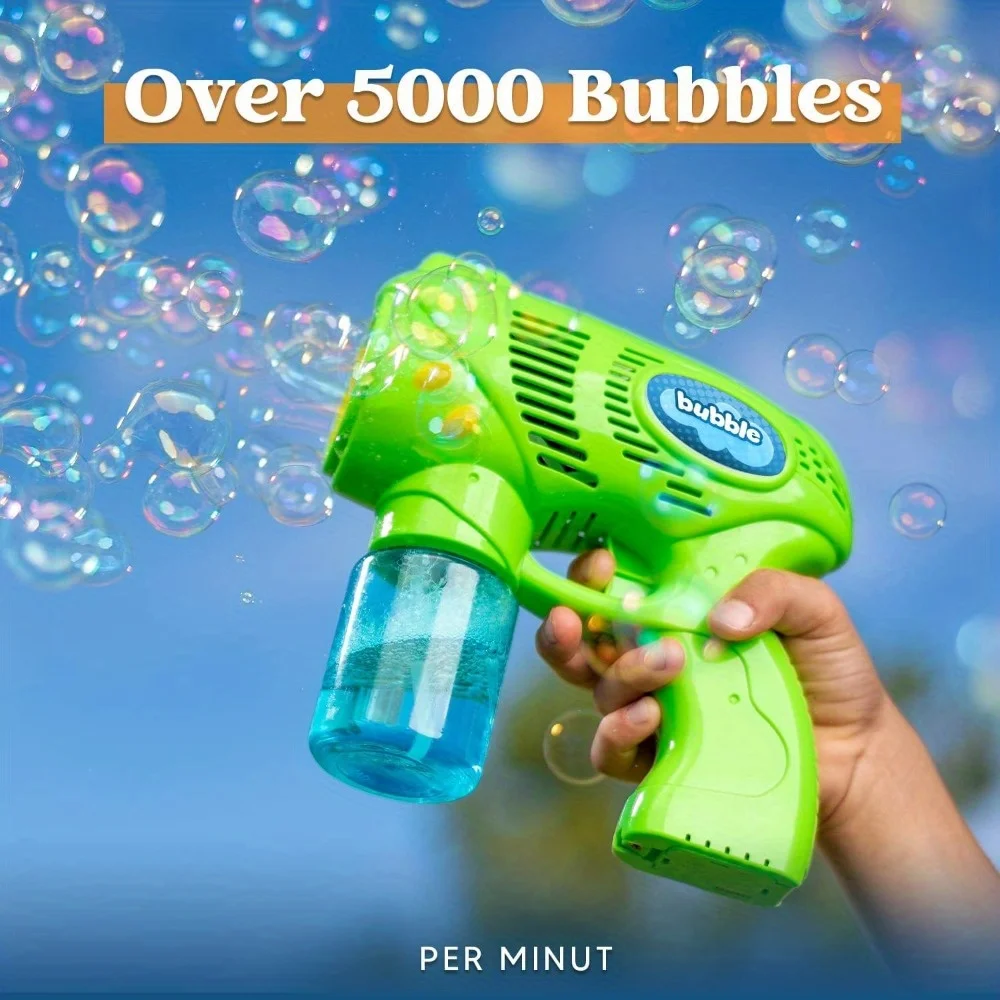 Pistolet à bulles pour 2 enfants avec 2 bouteilles de solution de recharge, machine à bulles pour tout-petits de 1 à 3 ans, enfants de 4 à 8 ans, cadeaux de fête, jouet d'été, extérieur, Pâques, cadeau d'anniversaire