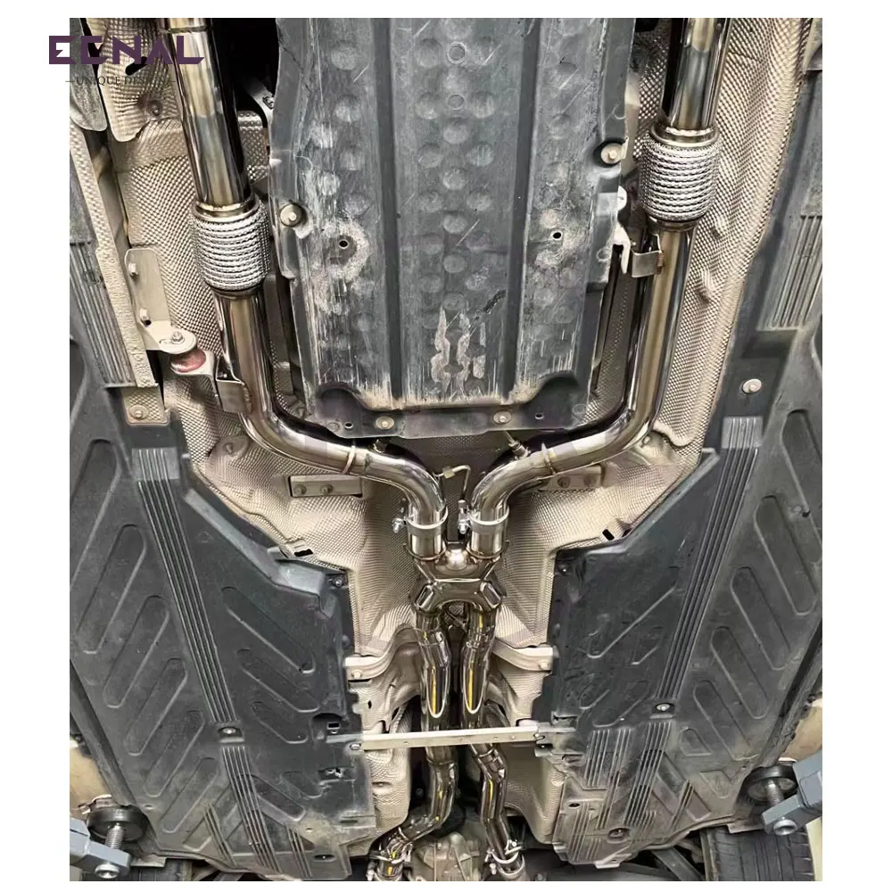 Ecnal Exhaust Mid Pipe for Mercedes-benz AMG W205 C43 E43 3.0T 2020-2023 Double Tube X-pipe 60mm/2.36inch SS304 Exhaust Midpipe