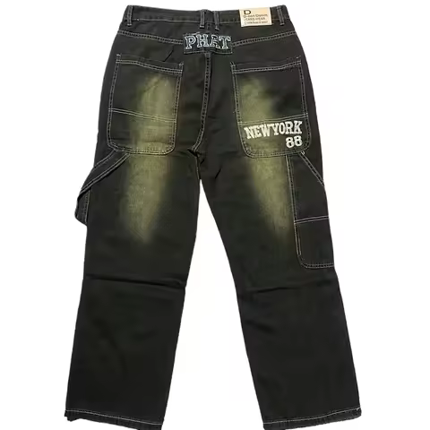 American Fashion Trend Joker Pattern Embroidered Loose Jeans Women Street Y2K New Hip Hop Oversized Wide-leg Pants Unisex Jeans