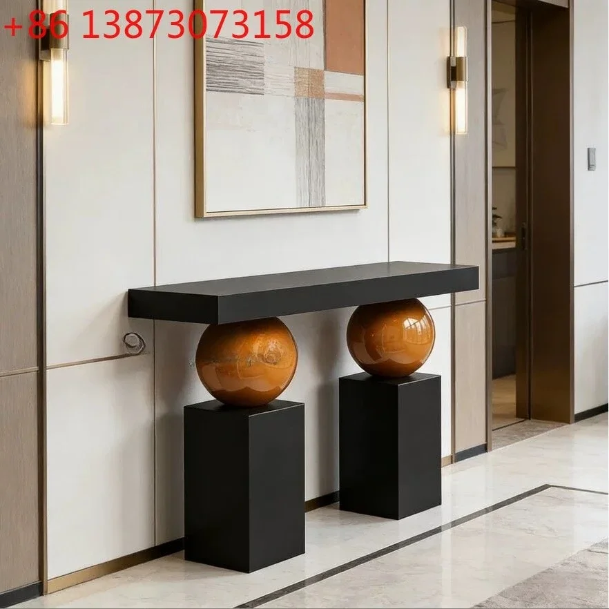 

Medieval solid wood creative entry simple old money wind decoration elevator entrance porch table