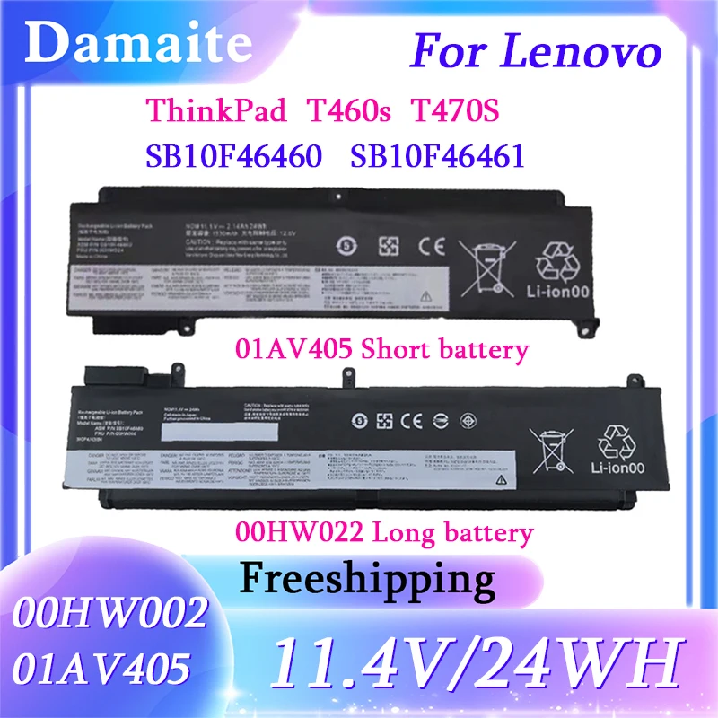 

01AV405 00HW022 Battery For Lenovo ThinkPad T460s T470s 01AV407 00HW023 00HW024 00HW025 00HW038 11.4V 24WH