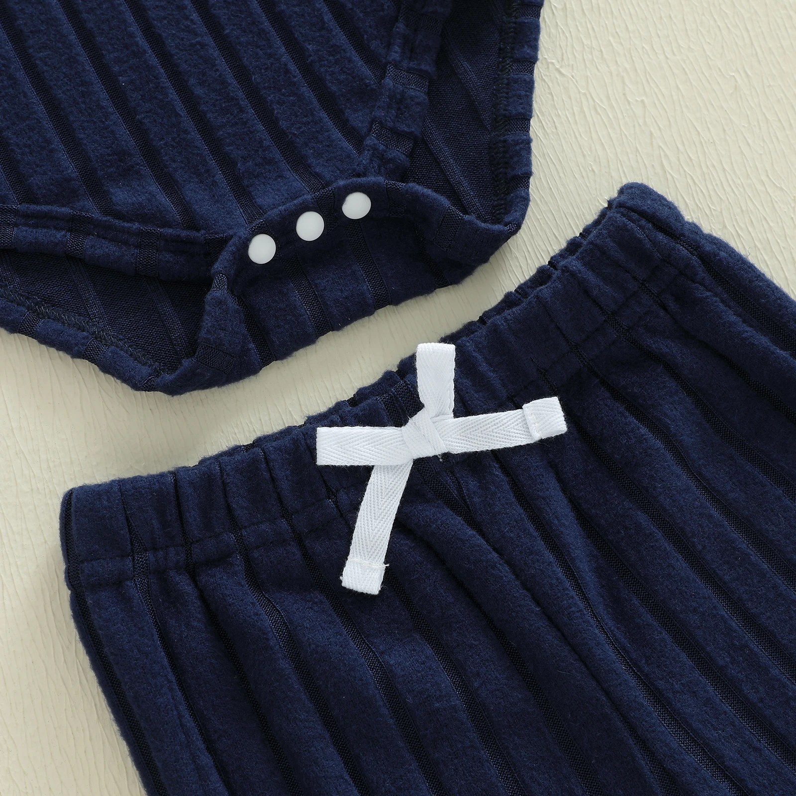 0-24M Baby Boy Fall Winter Clothes Contrast Color Long Sleeve Hood Romper Solid Color Long Pants 2 Pcs Boys Outfit Set