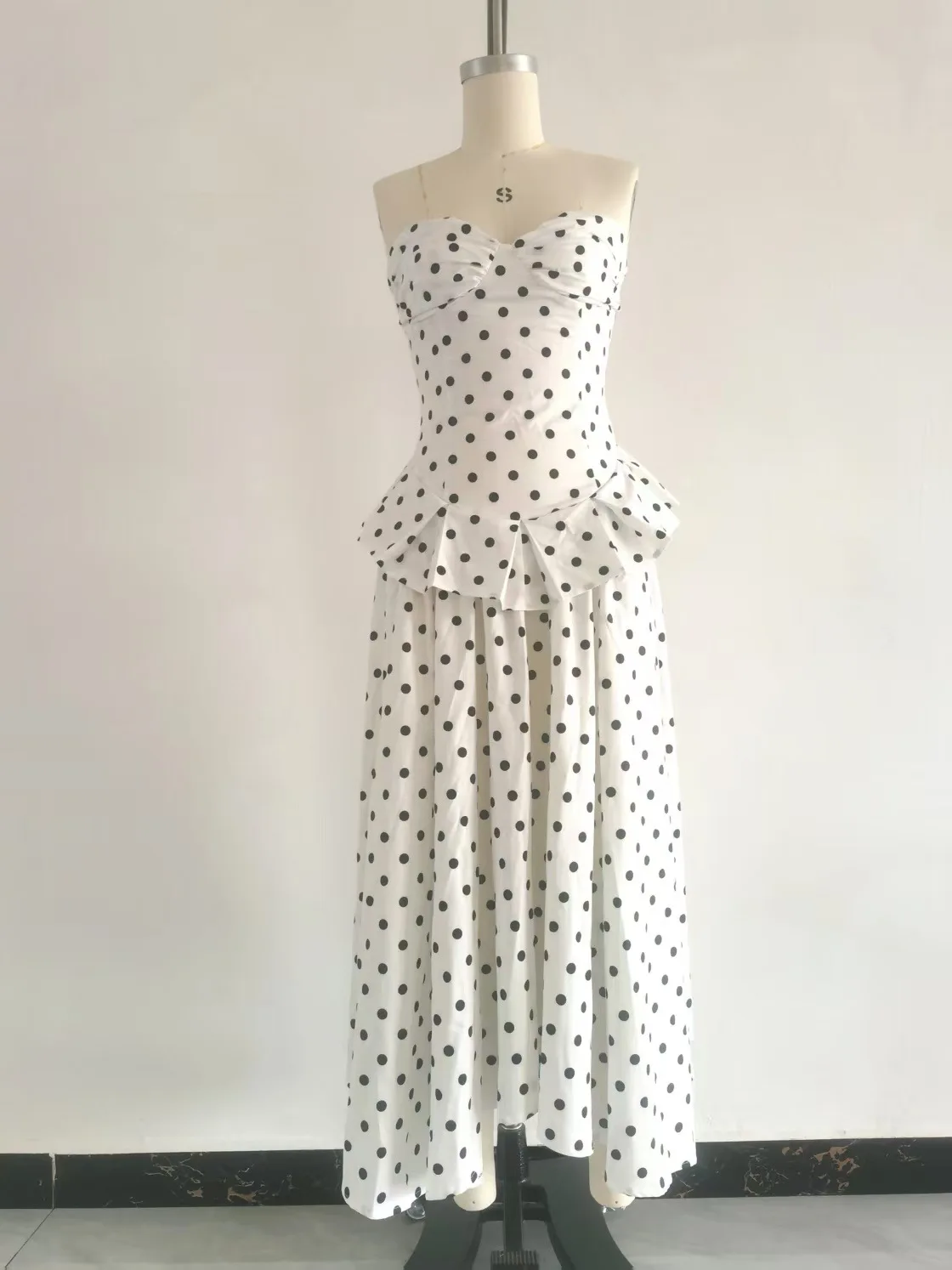Vestido Largo para Mujer, Vestidos Línea A, Vestidos Y2k Streetwear, Sin Tirantes, Sin Mangas, Estampado de Puntos, Sexy, Elegante, para Fiesta, Noche, Trabajo 2026