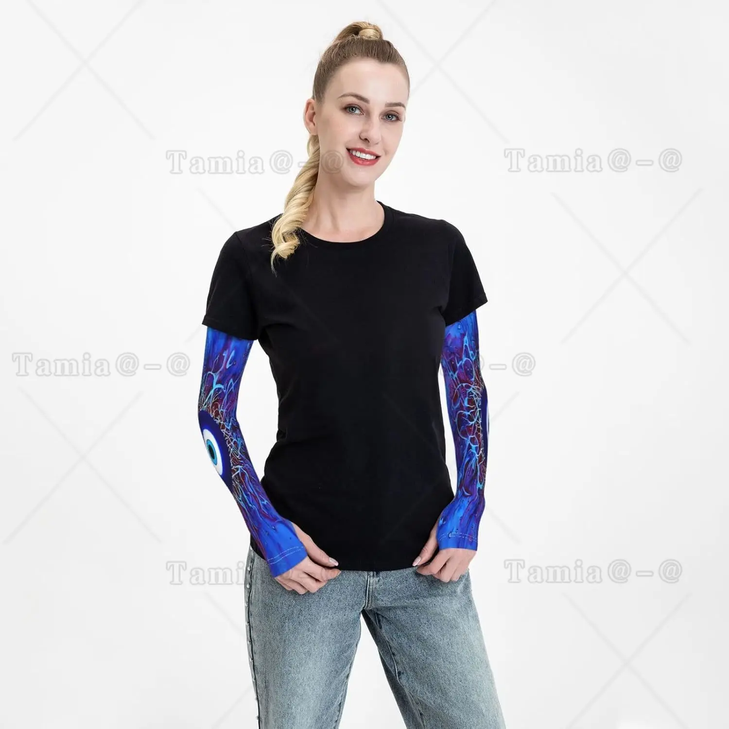 Greckie tureckie Matiasma Evil Eye Unisex Rękawy na ramię Sportowe podróżne rękawy z lodowego jedwabiu